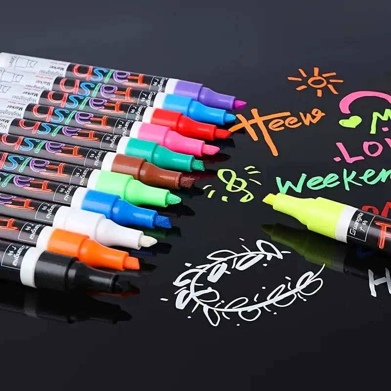 12pcs Vibrant Fluorescent Neon Liquid Chalk Markers
