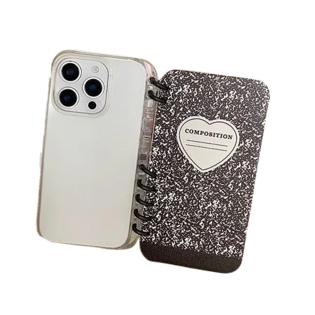Composition flip notebook design iphone 11,12,13,14,15,16,17 case
