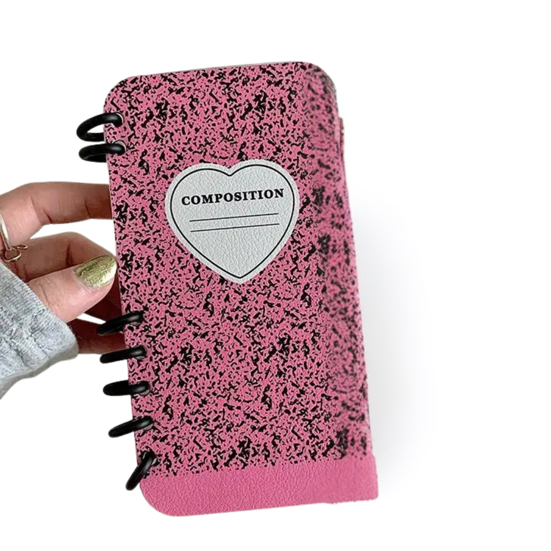 Composition flip notebook design iphone 11,12,13,14,15,16,17 case