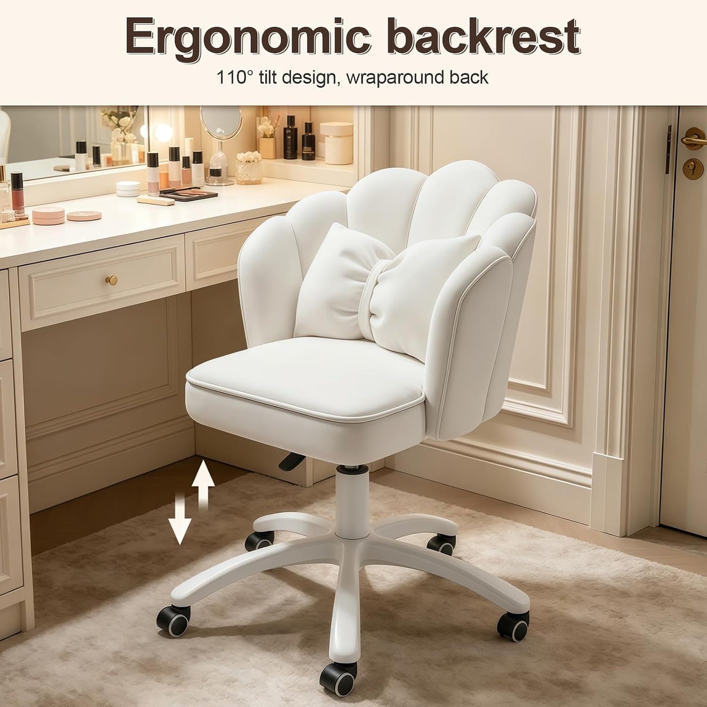 Velvet Petal Desk Chair with Bow