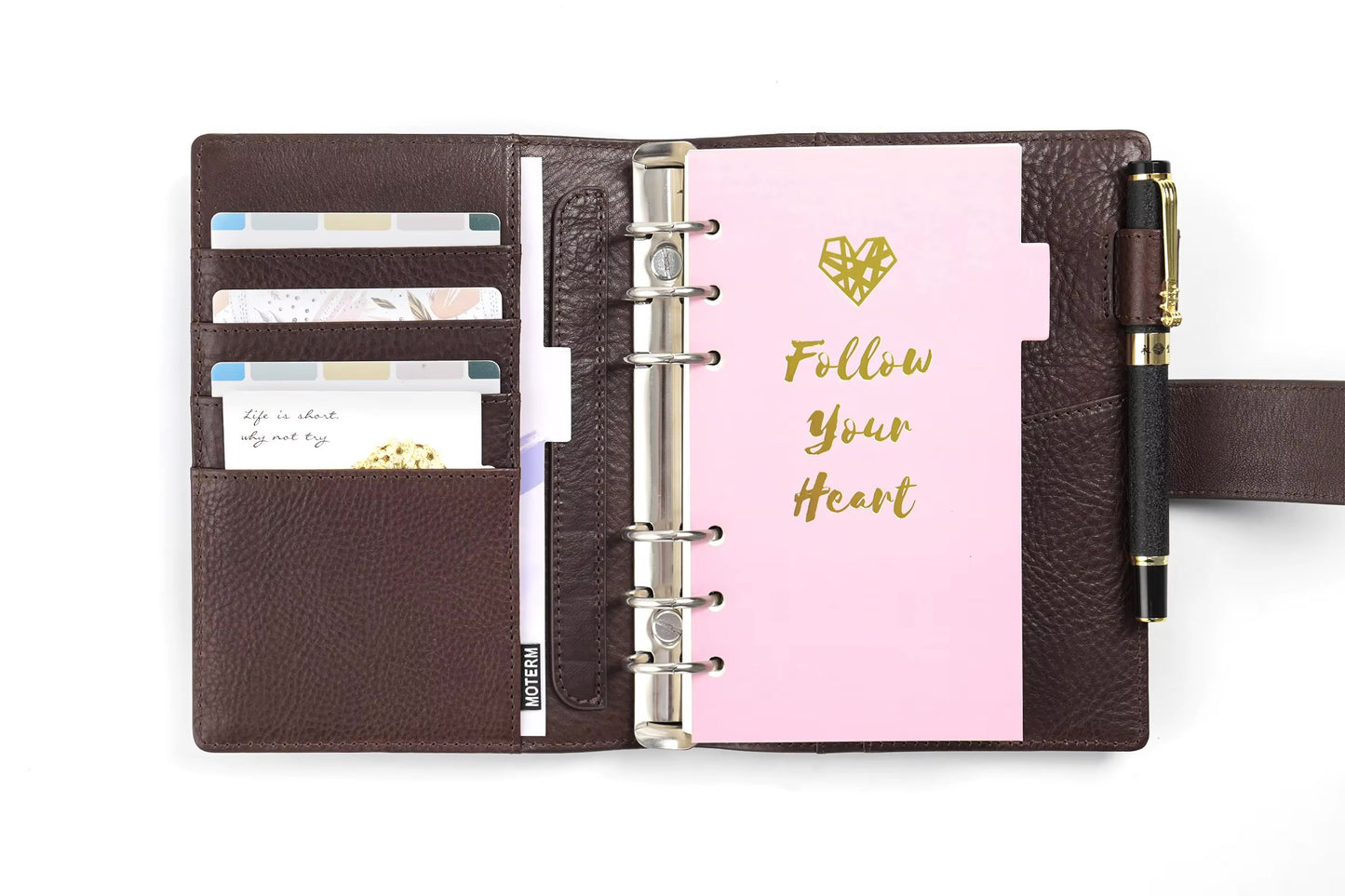 Moterm Personal Size Elite 25mm Rings Vegetable Tanned Leather Planner