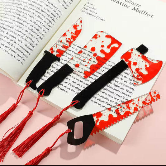 Bloody splatter Horror Knife Clear Bookmark