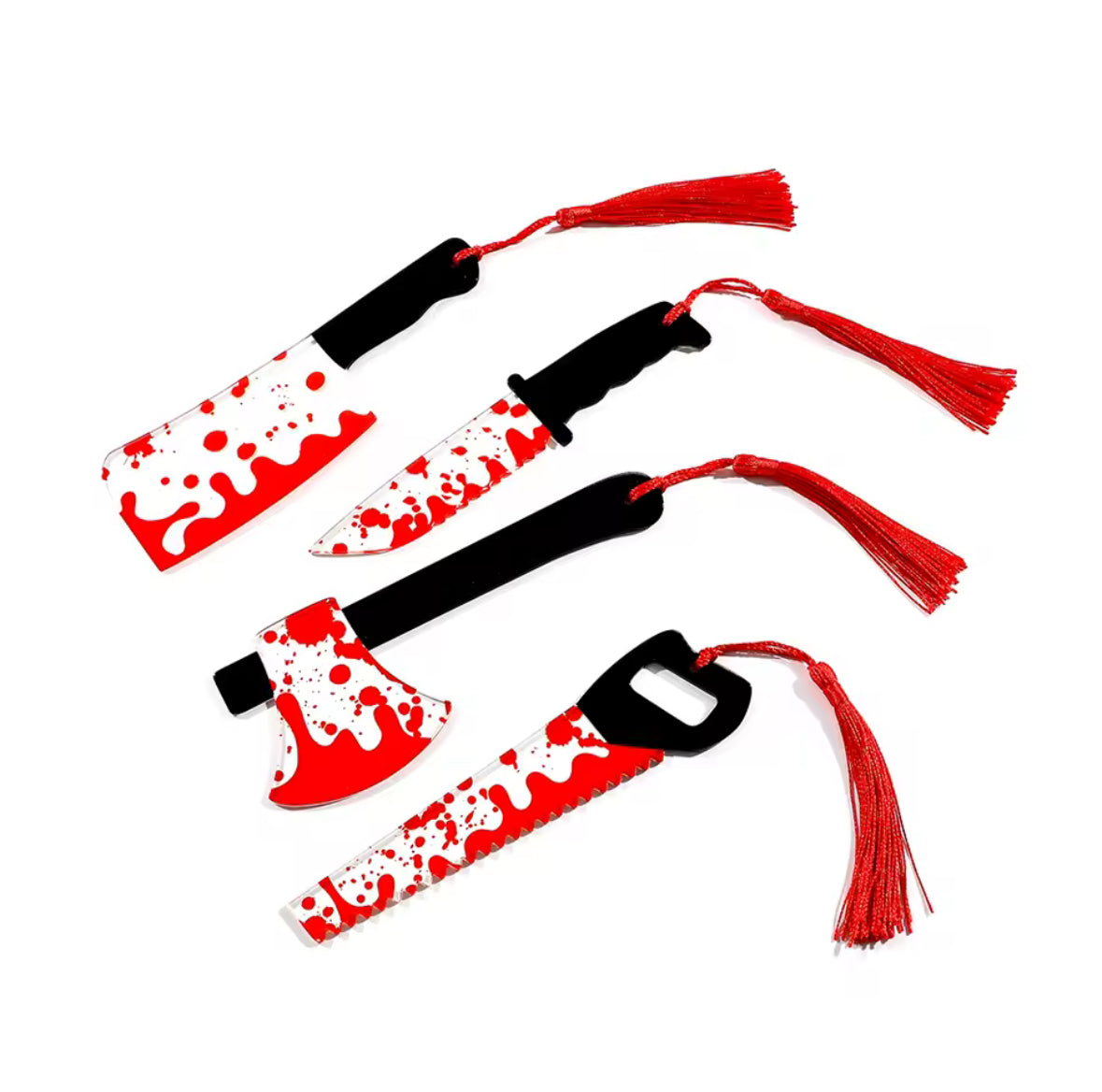 Bloody splatter Horror Knife Clear Bookmark