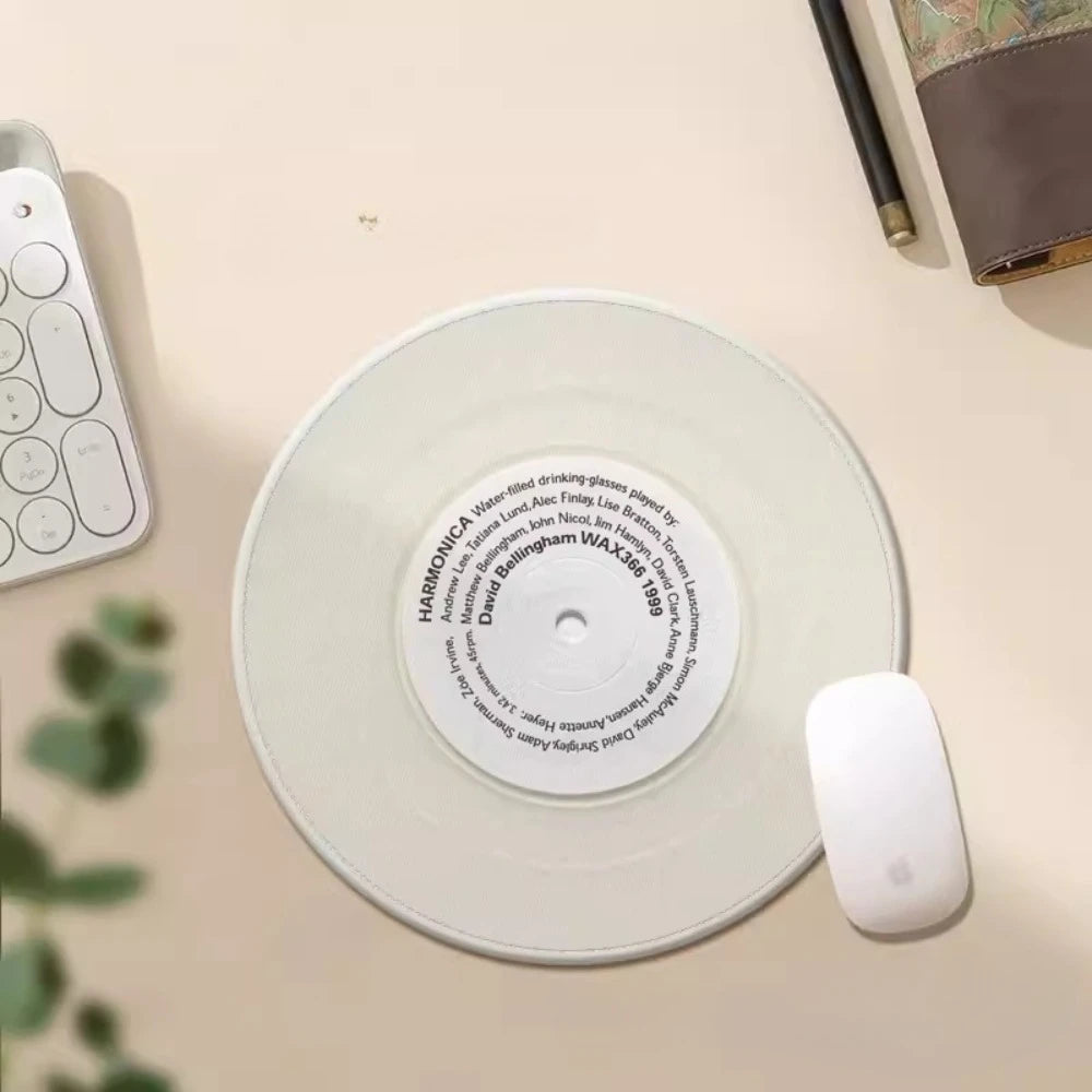 Round vinyl record mouse pad