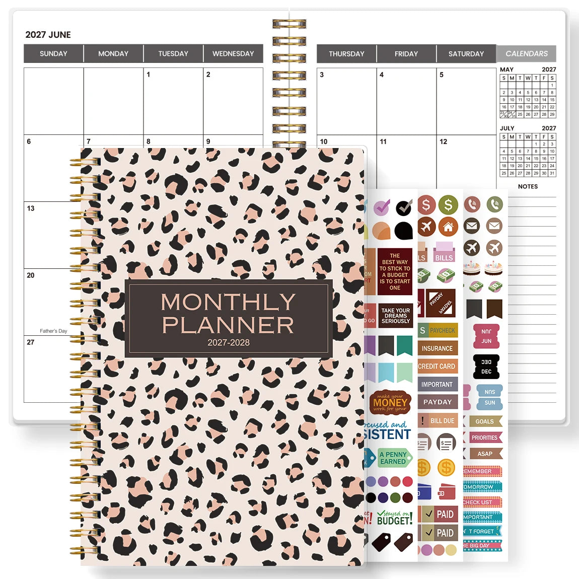 2027-2028 Leopard Spiral Notebook