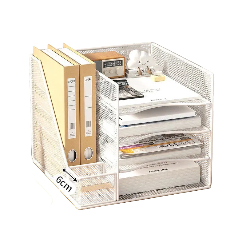 Multi slot metal office desk file rack
