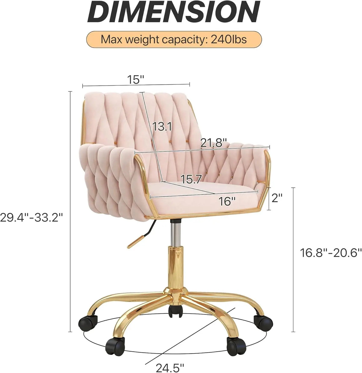 Velvet Home Office Chair golden base