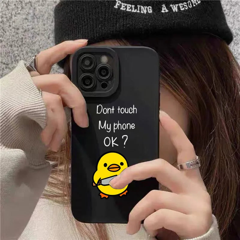 Cute Minimalist Cartoon Duck Silicone Phone Case For iPhone