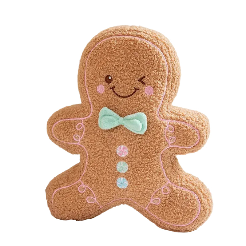 Christmas Gingerbread Man, House, Candy Cane Throw Pillow