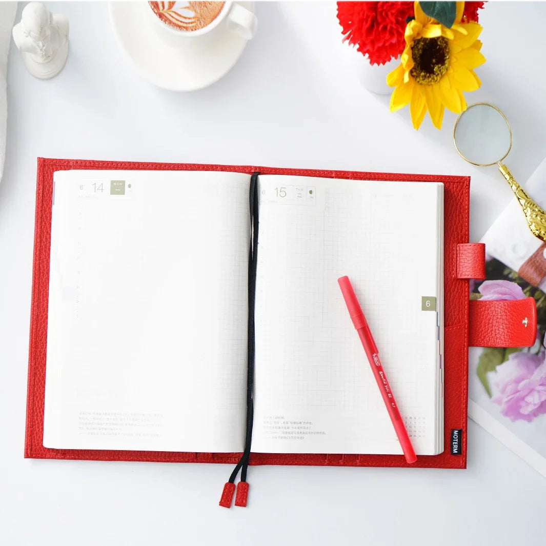 Moterm Firm Pebbled Grain Leather Cherry Red journals