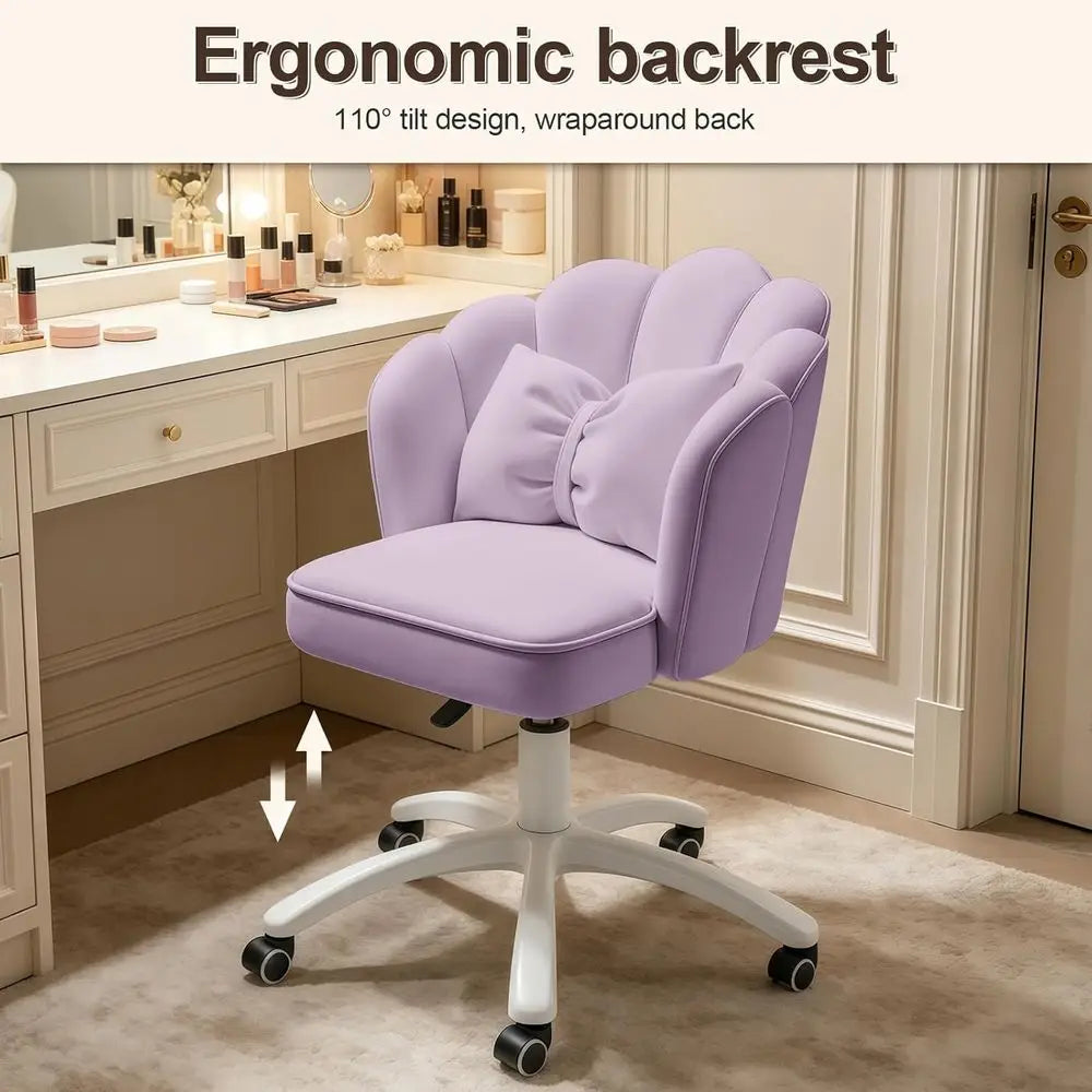 Velvet Petal Desk Chair with Bow