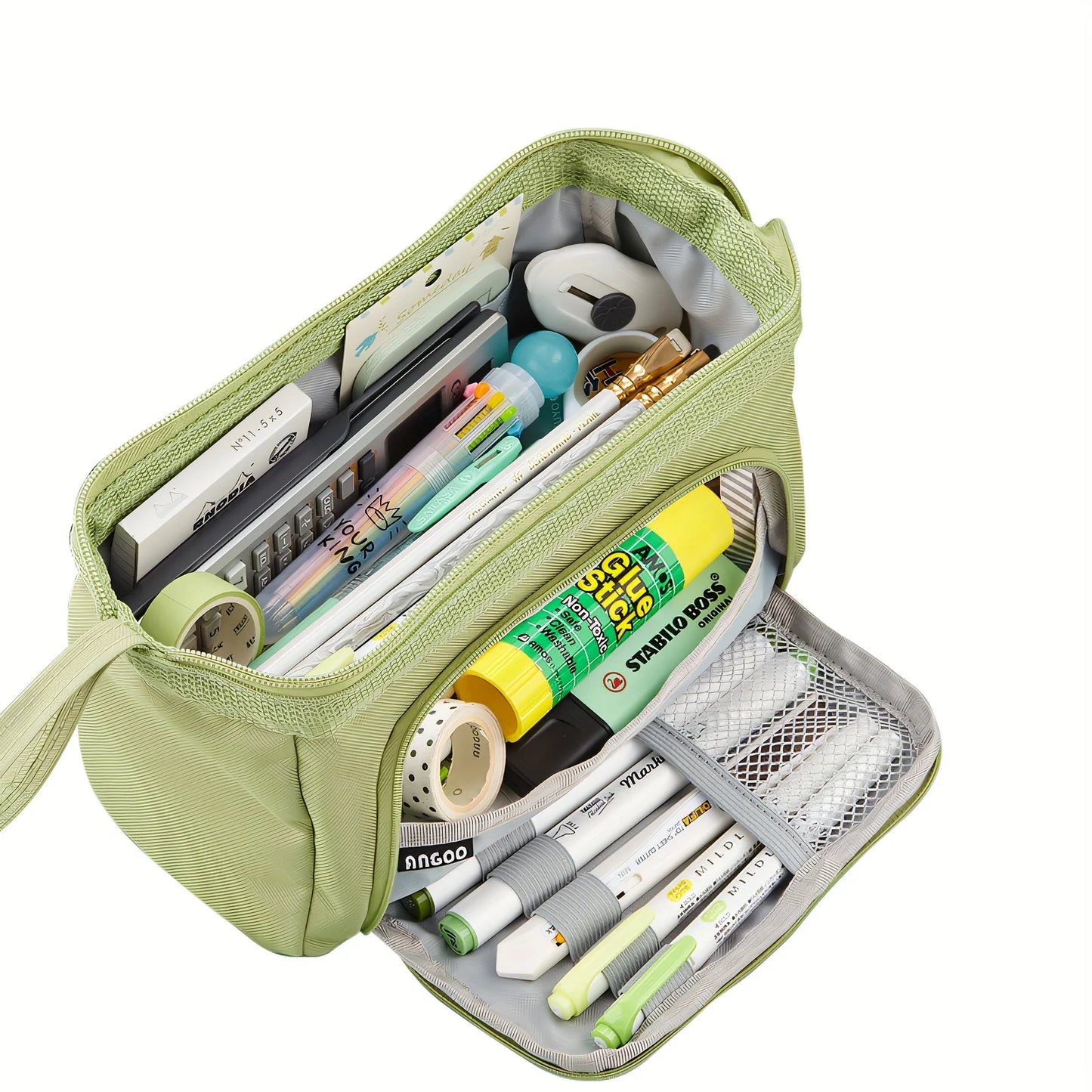 Extra Large Capacity Solid Color Pencil Case