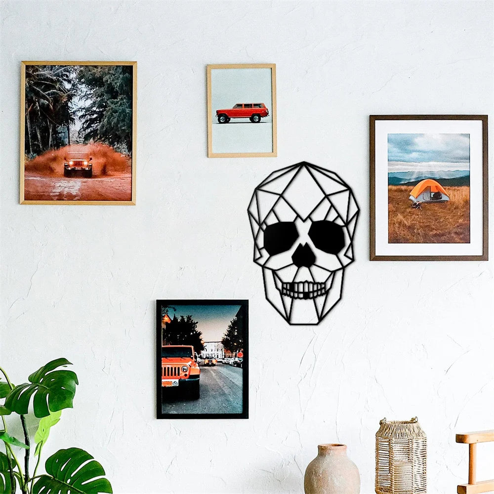 Human Skull Halloween Metal Wall Art Decor