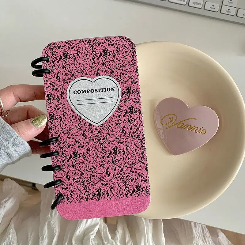 Composition flip notebook design iphone 11,12,13,14,15,16,17 case