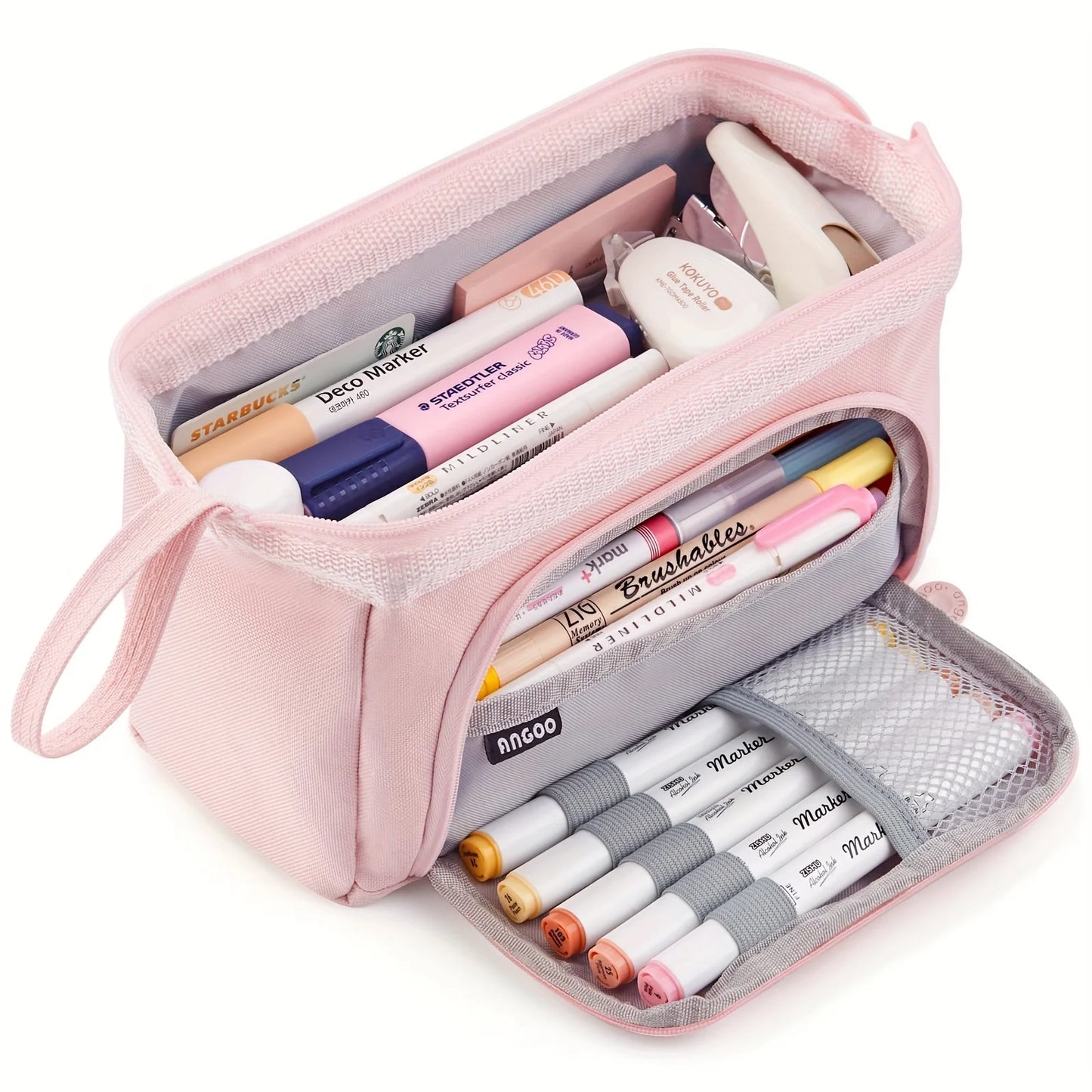 Extra Large Capacity Solid Color Pencil Case