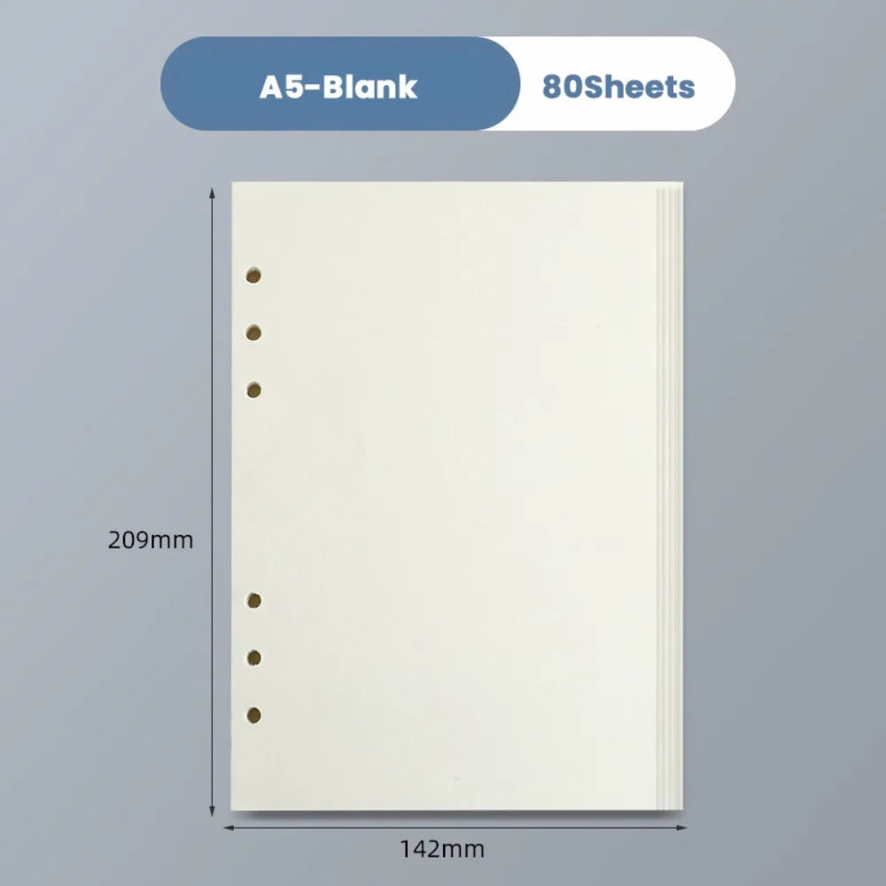 80 Sheets A5/A6/A7 Horizontal Line/Blank Notebook Refill Paper