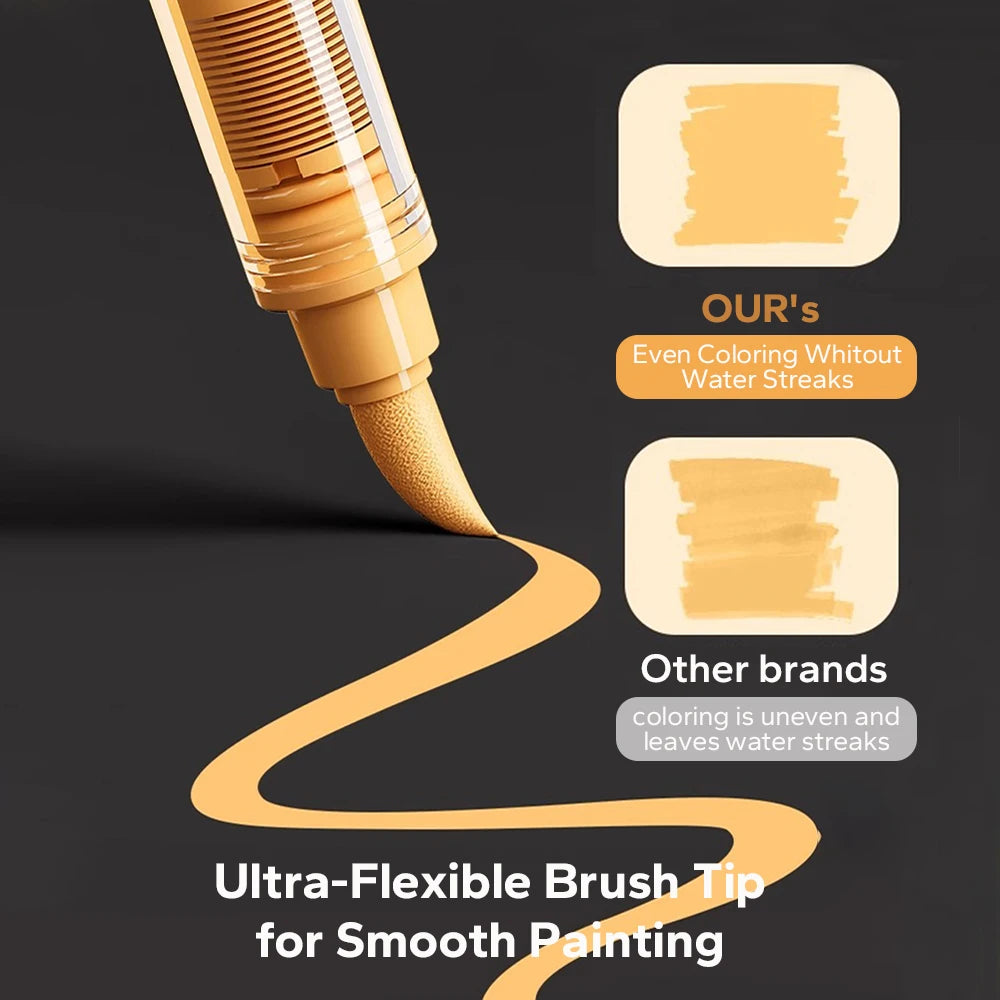 9 Acrylic Brush Markers Set