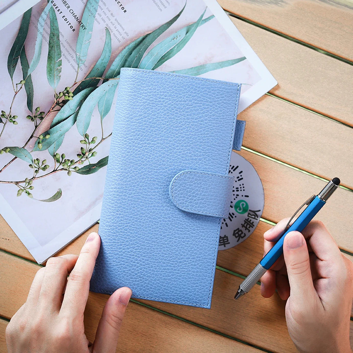 Moterm Firm Pebbled Grain Leather Sky Blue journals