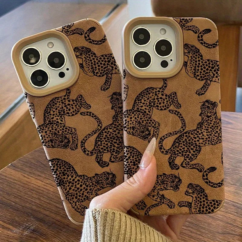 Vivid Leopard Pattern Leather Phone Case For iPhone 11,12,13,14,15,16,17