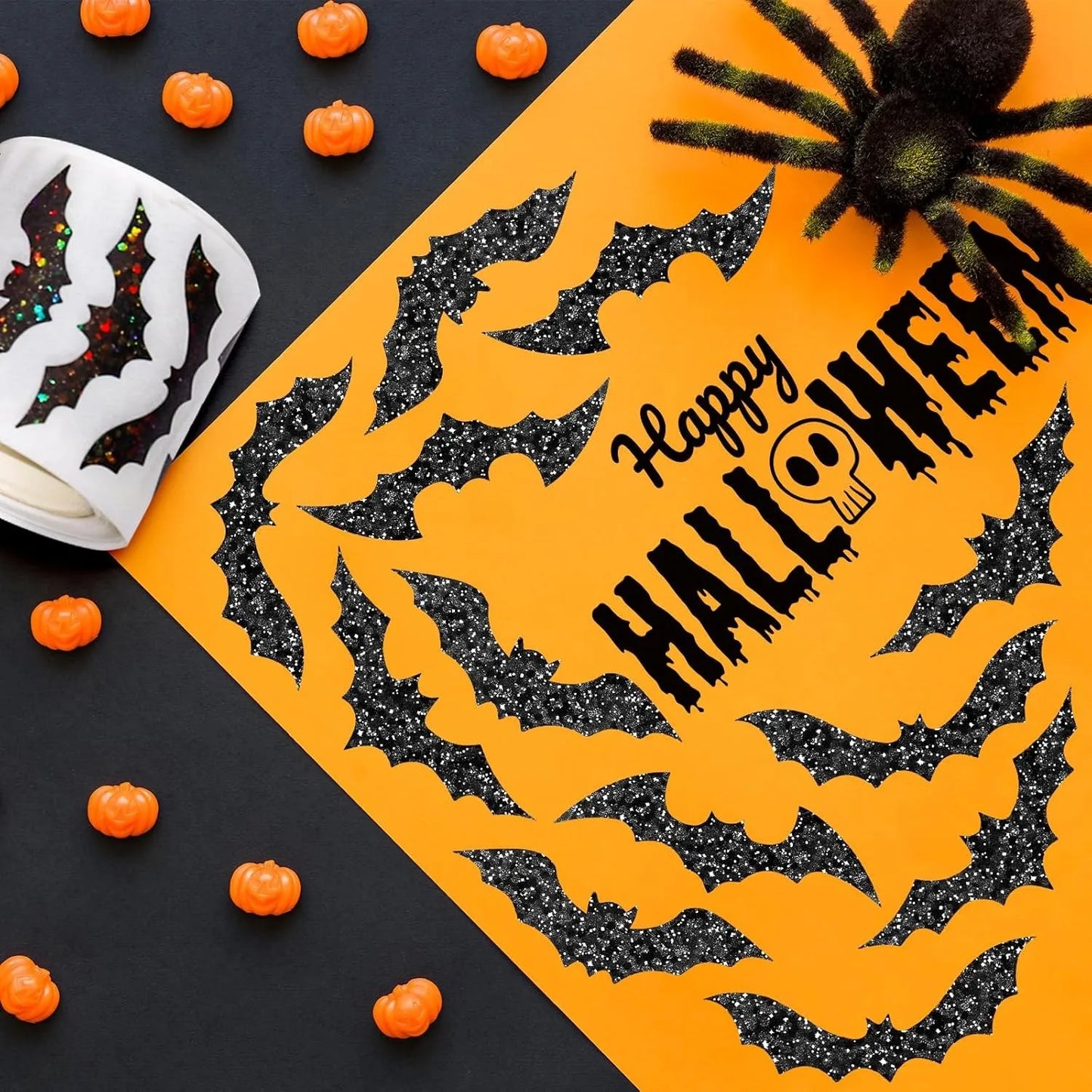 500pcs Halloween Bat Stickers Roll