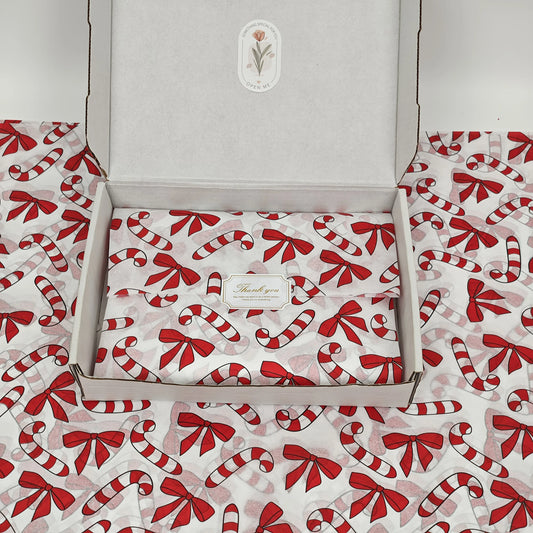 Red Christmas Bamboo Bow Pattern Tissue Paper