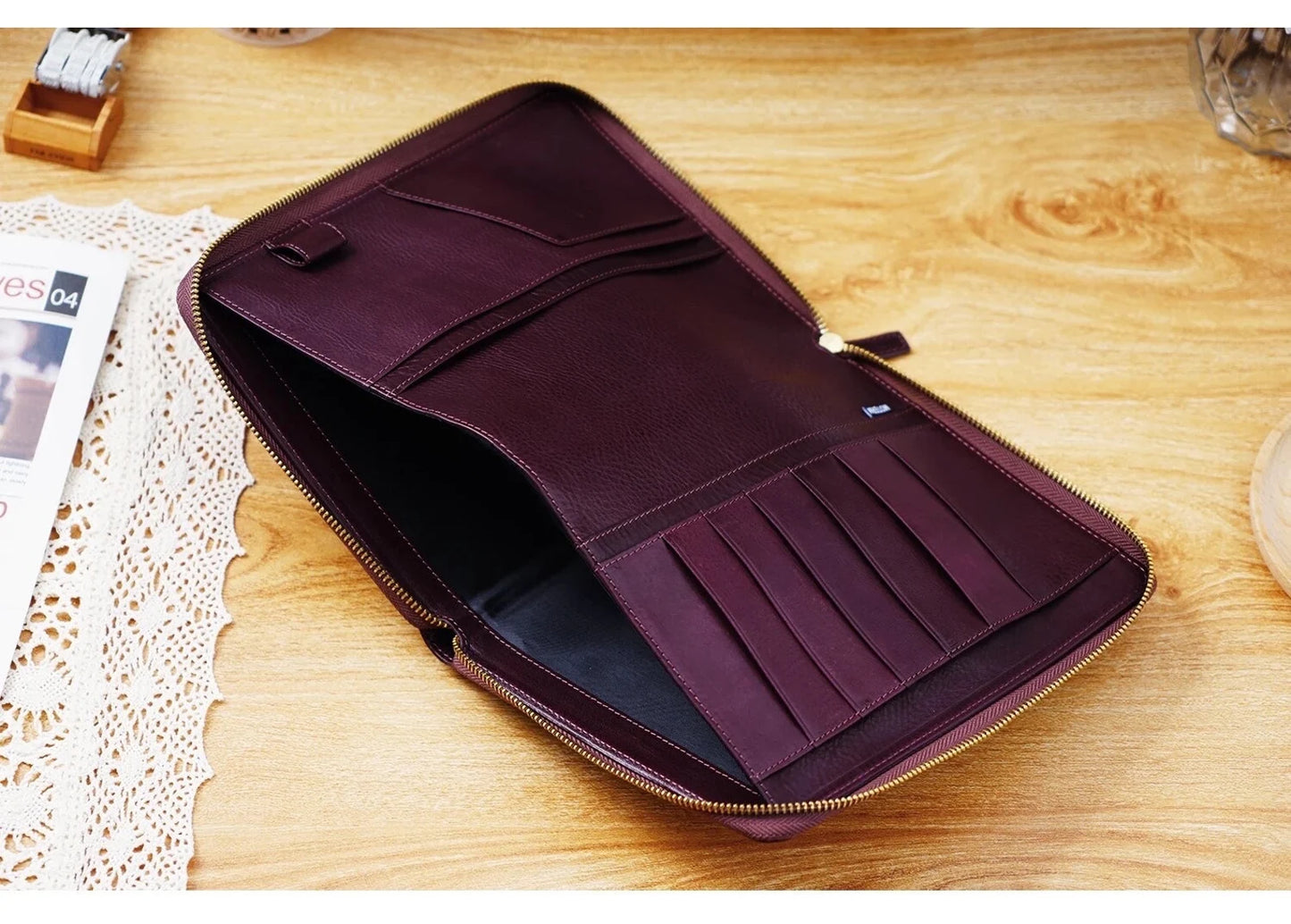 Moterm A5 full grain vegetable Leather Zip cover