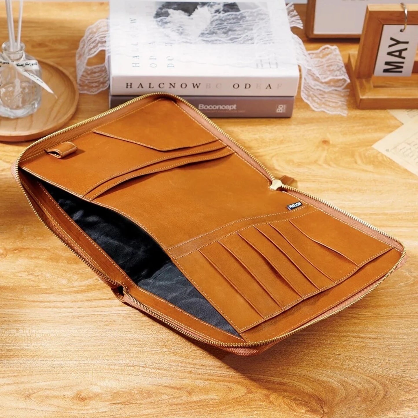 Moterm A5 full grain vegetable Leather Zip cover