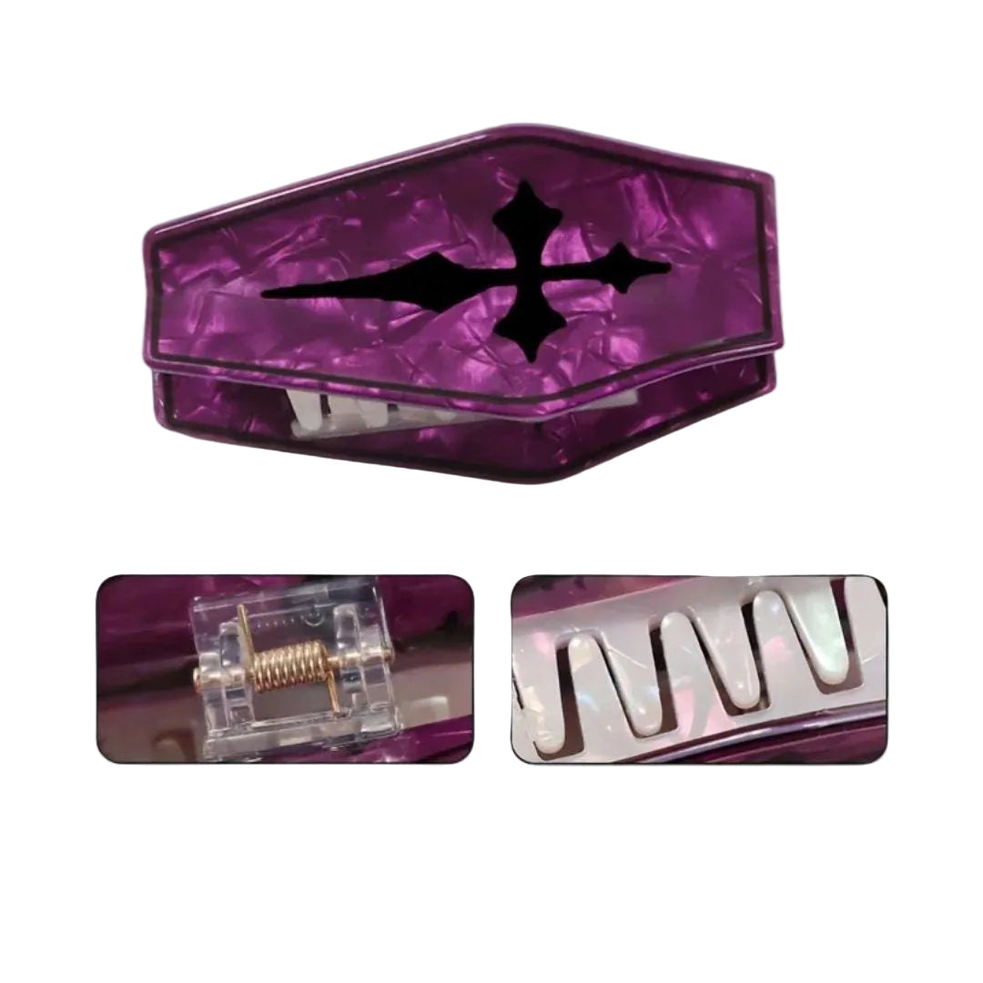 1 piece purple halloween coffin hair claw clip