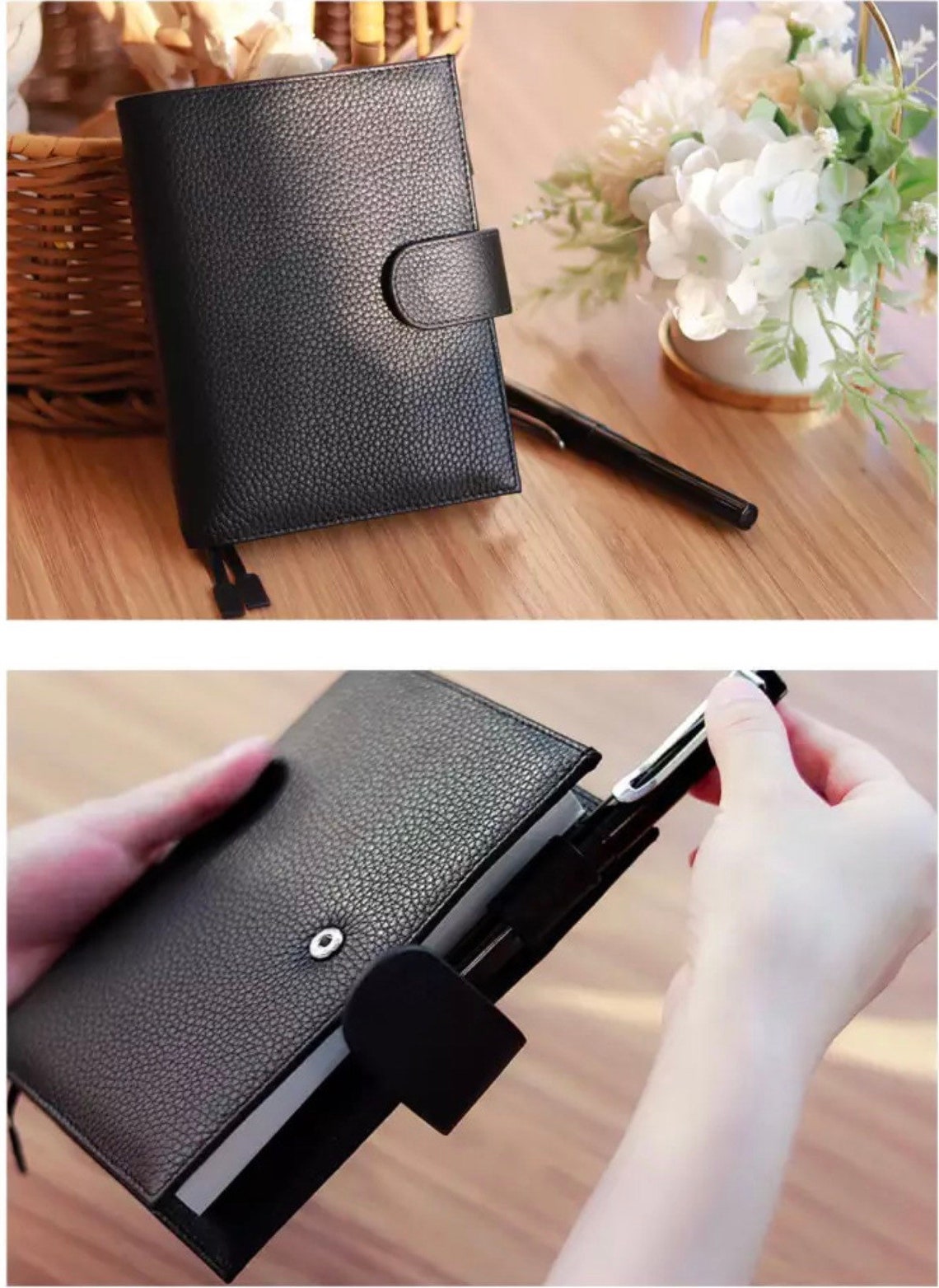 Moterm pebbled leather A6 Cover journal (Black)