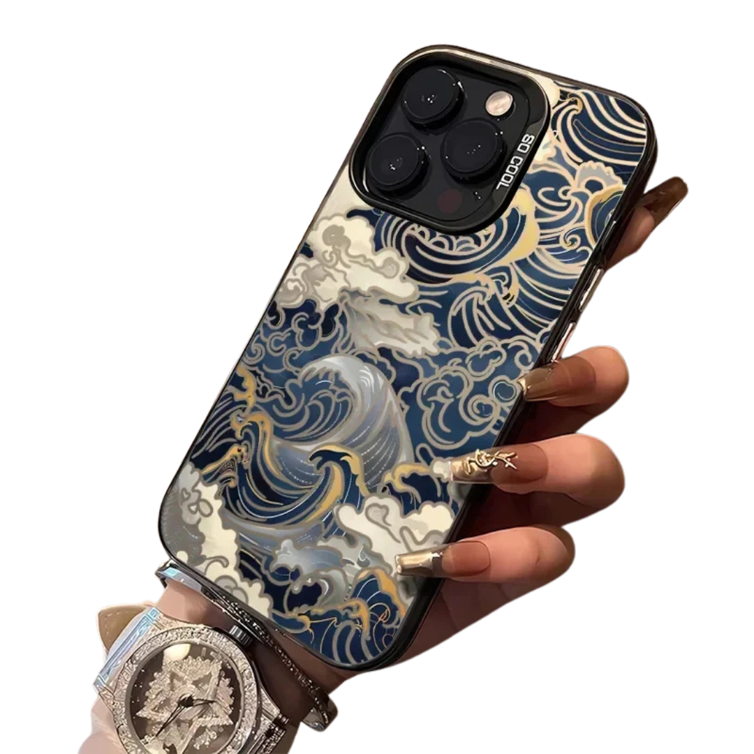 Waves Electroplate Silver Case for IPhone 11,12,13,14,15,16,17