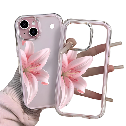 Pink Lily Clear Phone Case For iPhone 11,12,13,14,15,16,17