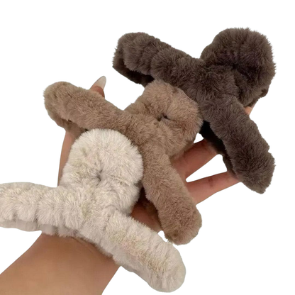 1 piece faux fur hair claw clip
