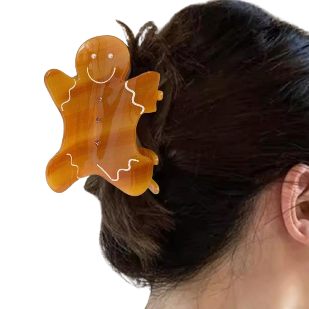 Gingerbread man hair claw clip