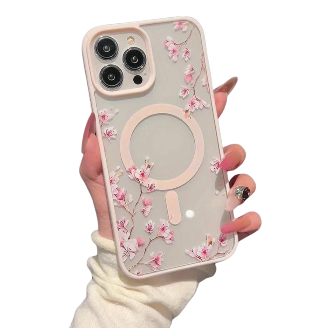 Pink Cherry Elegant Floral Iphone case 11,12,13,14,15,16,17