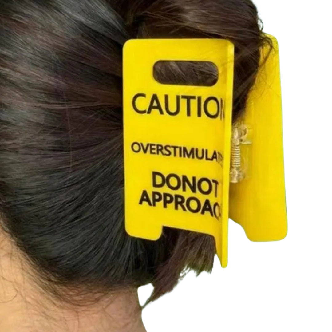 Caution Sign Hair Claw Clip