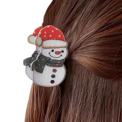 Christmas snowman hair claw clip