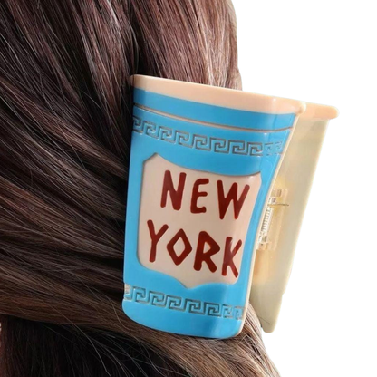 1 piece new York coffee cup hair claw clip