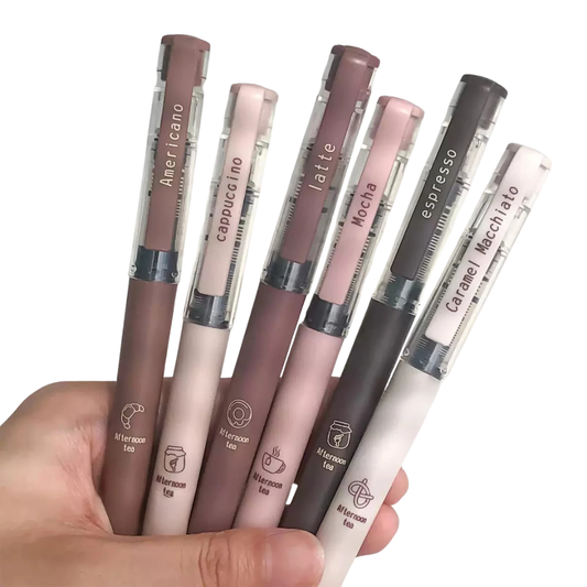 6pcs coffee theme fine point Pen Set