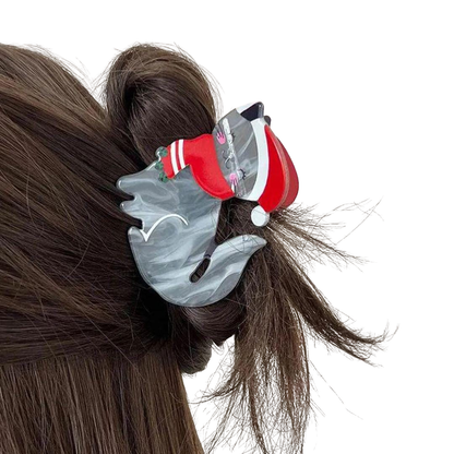 Christmas holiday cat hair claw clip
