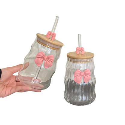 1Pc Elegant Bow-Knot Glass Cup
