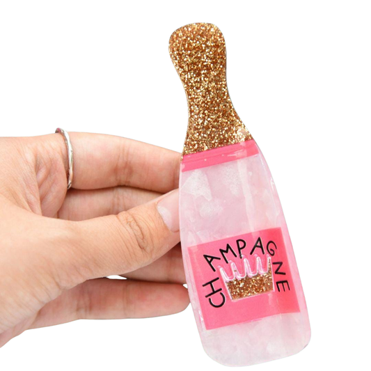 1 piece pink champagne bottle hair claw clip