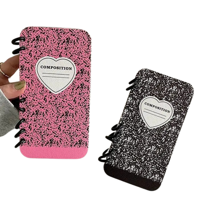 Composition flip notebook design iphone 11,12,13,14,15,16,17 case