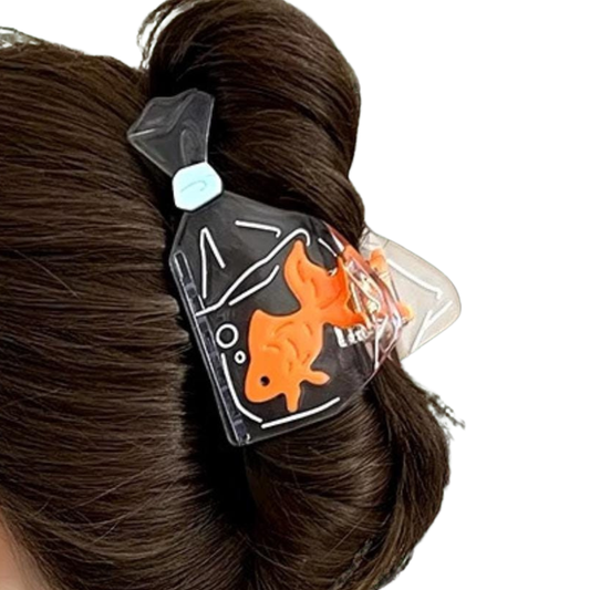 1 piece gold fish in bag hair claw clip