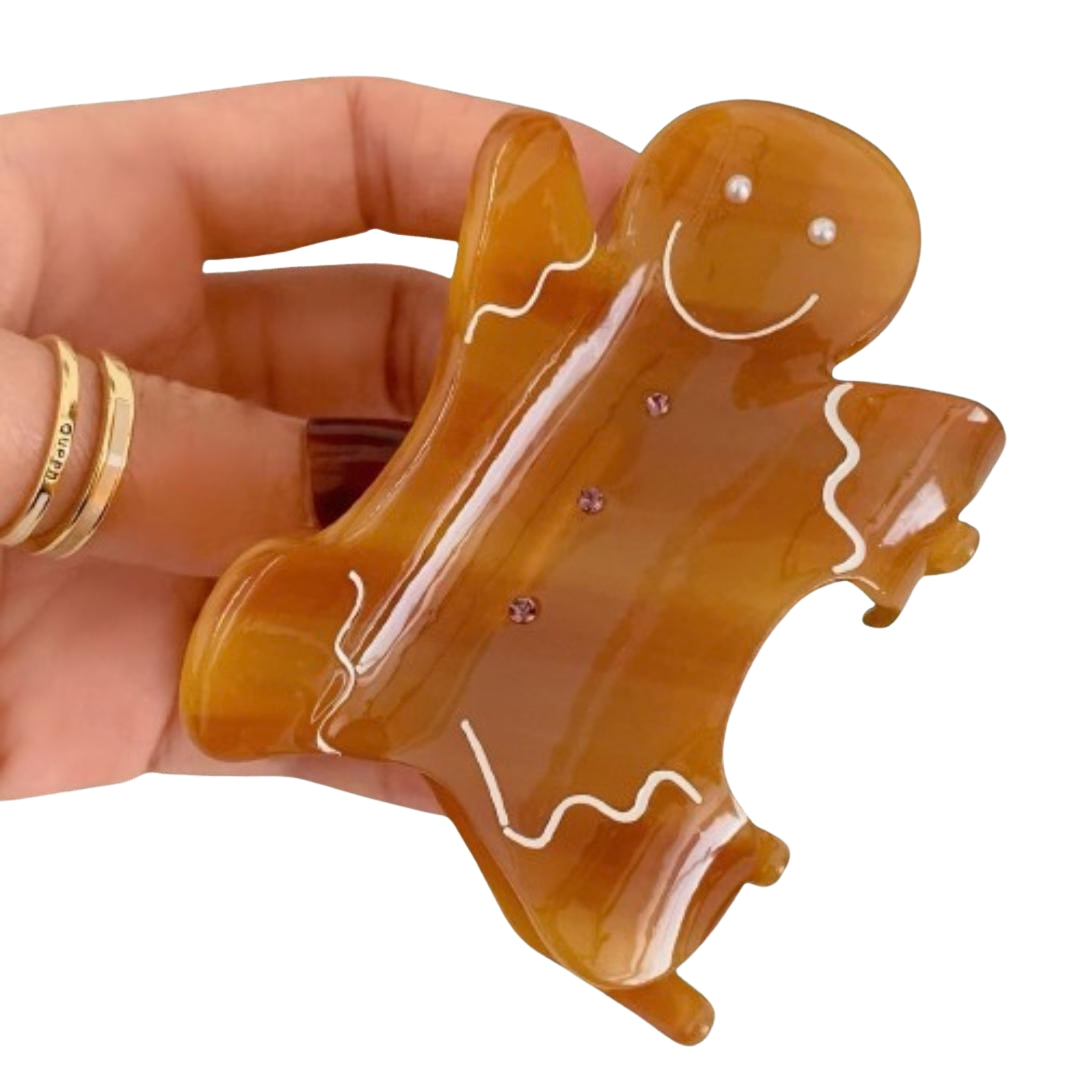 Gingerbread man hair claw clip