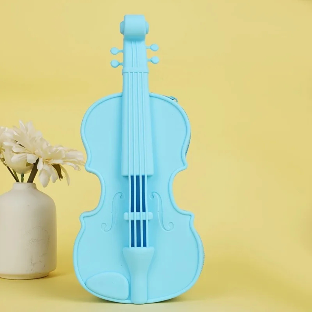 Violin silicone Pencil Case with Musical Note Cutouts