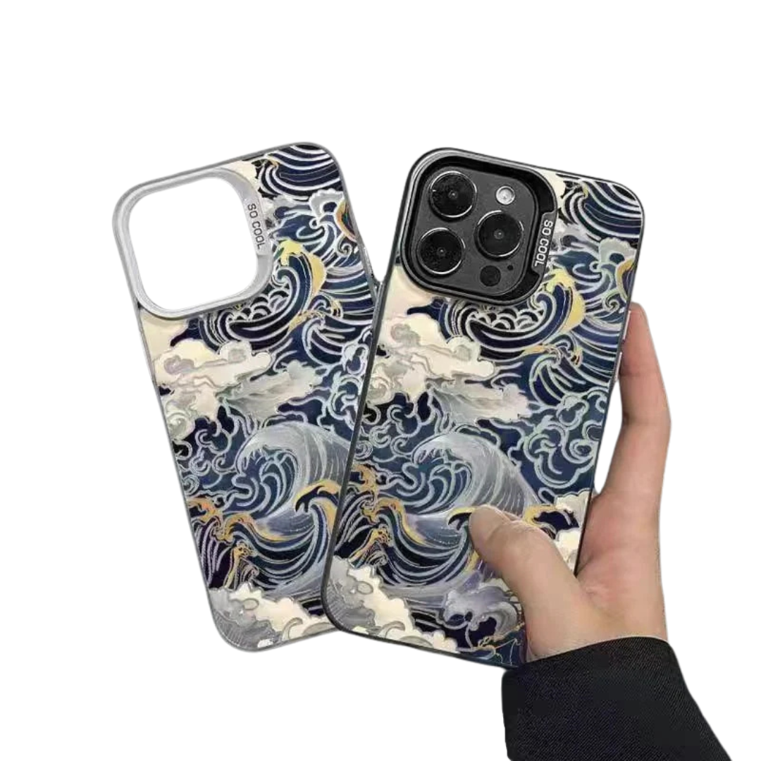 Waves Electroplate Silver Case for IPhone 11,12,13,14,15,16,17