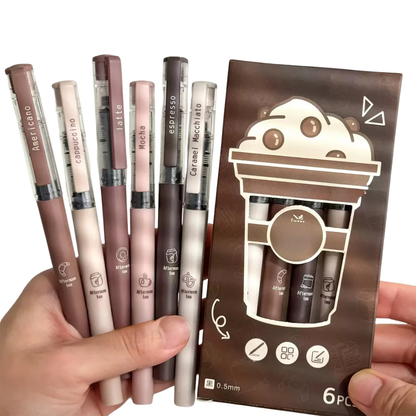 6pcs coffee theme fine point Pen Set