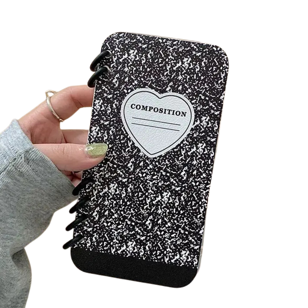 Composition flip notebook design iphone 11,12,13,14,15,16,17 case