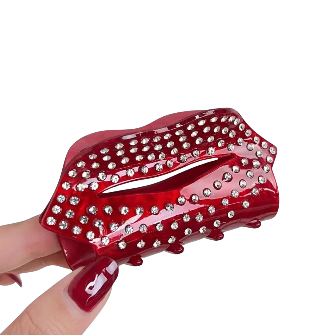 1 piece red lips valentines hair claw clip