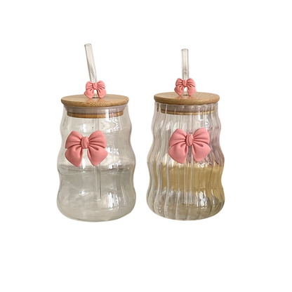 1Pc Elegant Bow-Knot Glass Cup